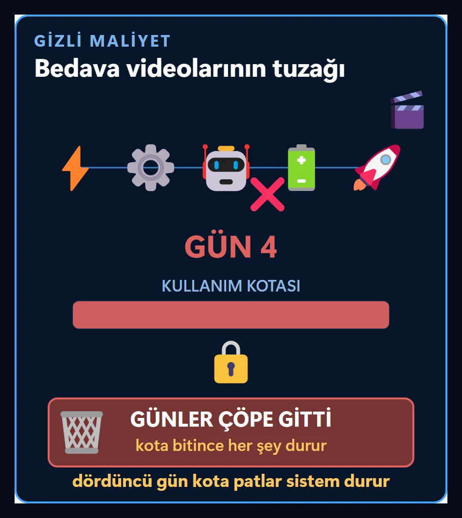 Birbirine bağlı beş bedava araç, dördüncü günde kırmızıya dönen gün sayacı, dolan kullanım kotası, kopan bağlantı ve kilit
